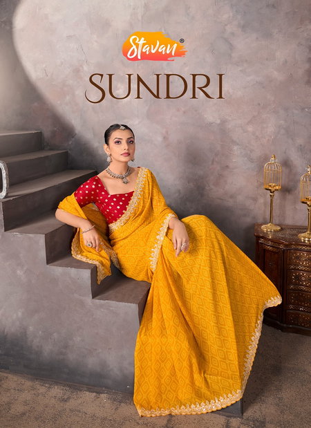Sundri By Stavan Soft Georgette Embroidery Border Saree Online Wholesale